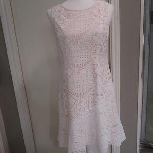 Katherine Kelly White Lace Dress with peach slip